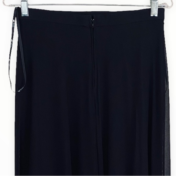 Tadashi Shoji Vintage Black‎ Mesh Overlay Maxi Flowy Skirt Size 10 - Picture 3 of 7